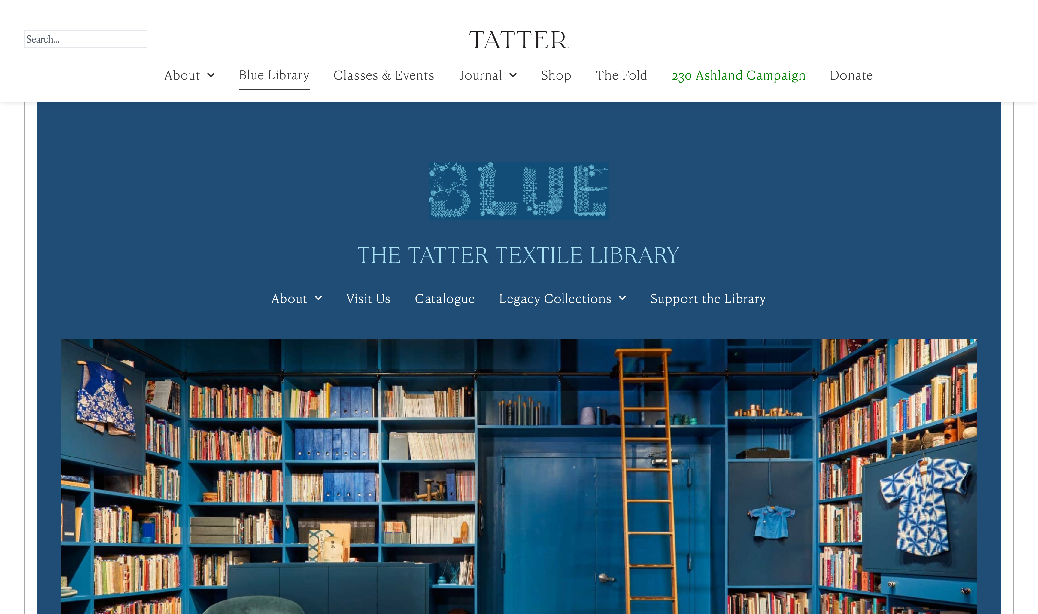 screenshot of the Tatter Blue Library homepage